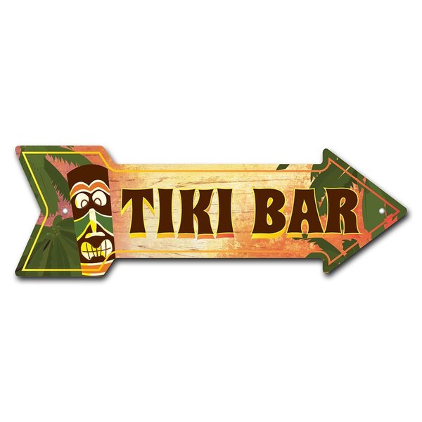 Signmission Tiki Bar 2 Arrow Sign Funny Home Decor 18in Wide P-ARROW-999569